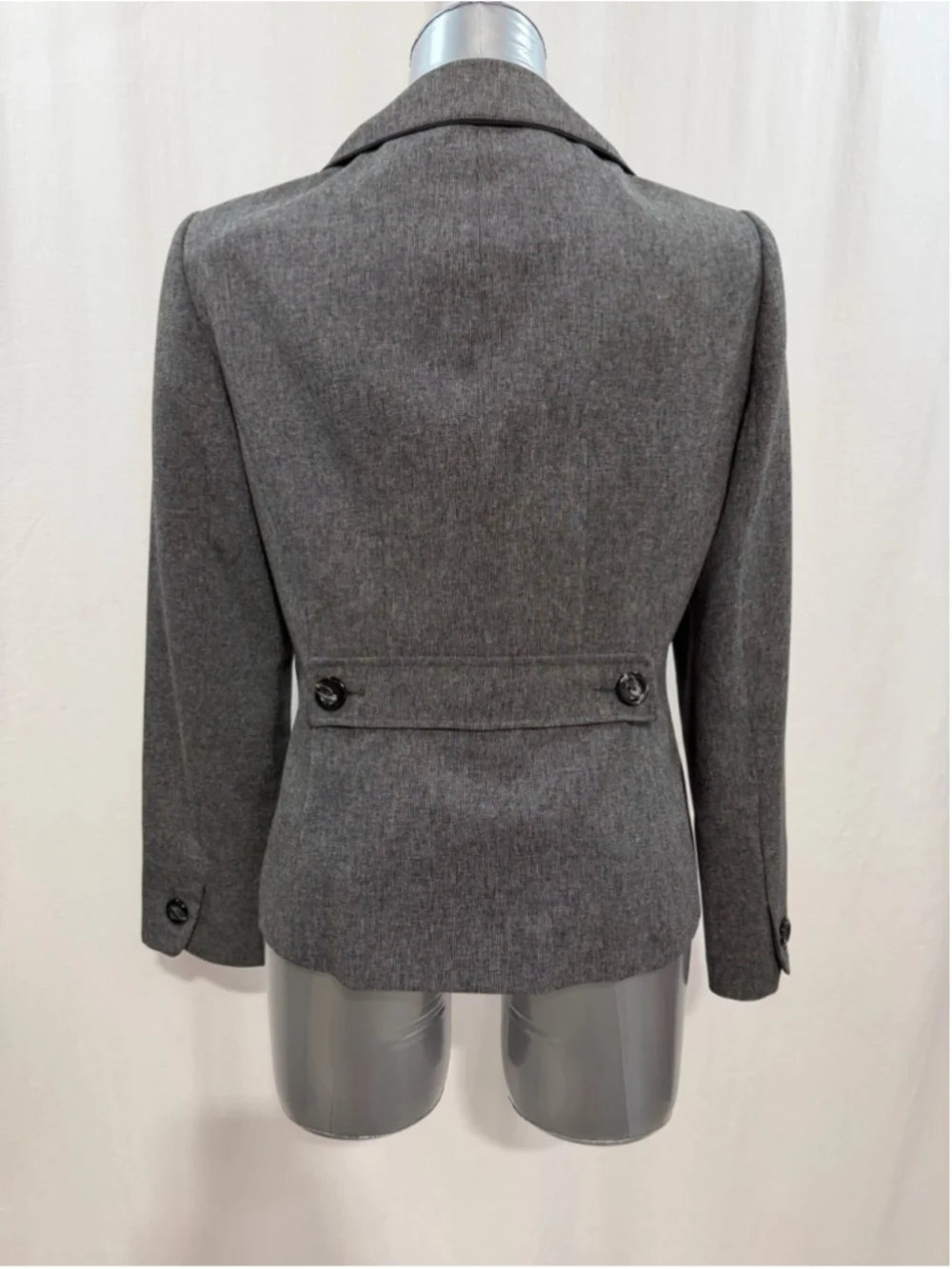 Kasper Gray Single Button Blazer Jacket Black Contrast Trim Accent Career